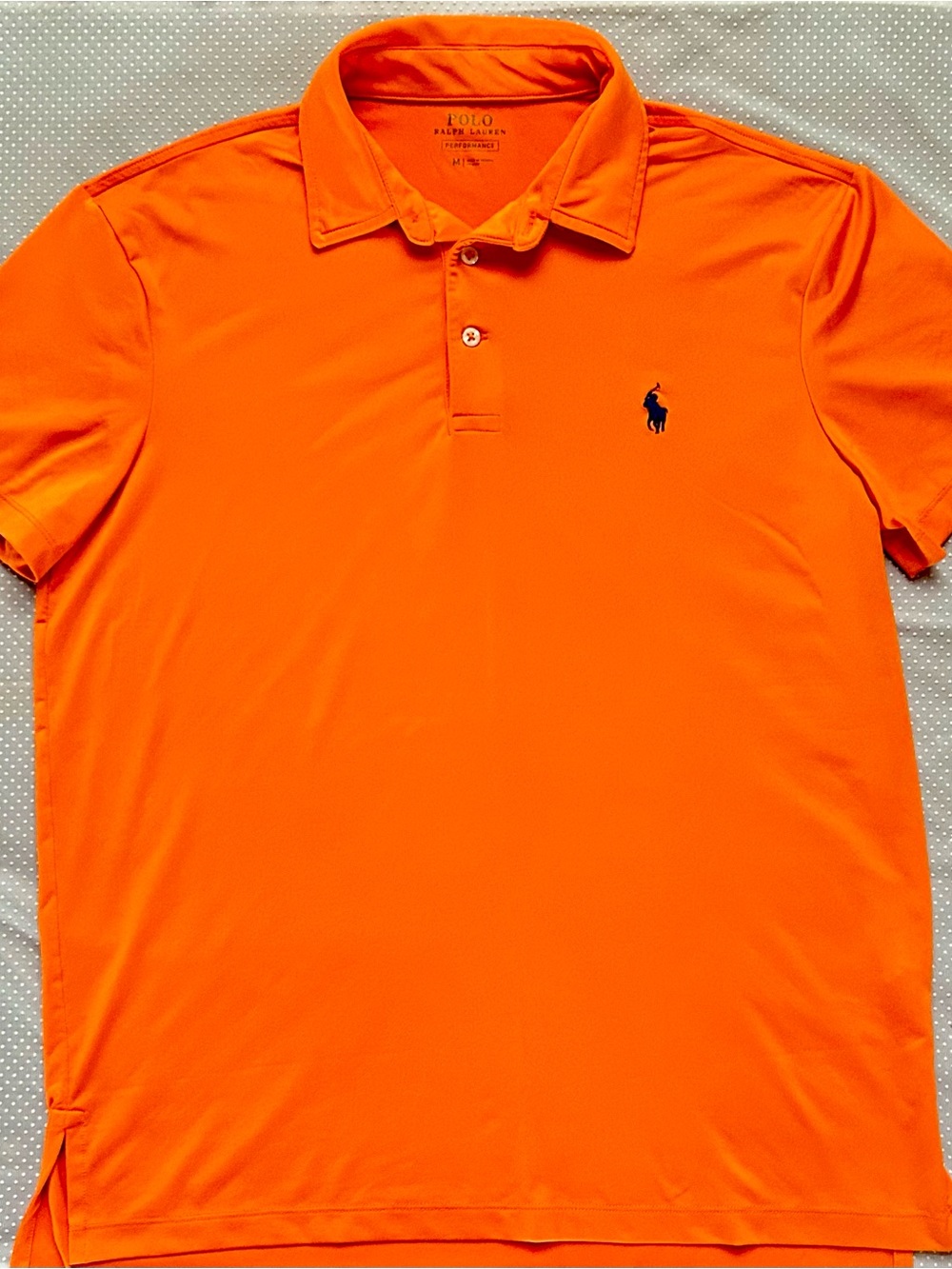 Polo by Ralph Lauren Men’s Bright Orange Short Sleeve Polo with Navy Pony